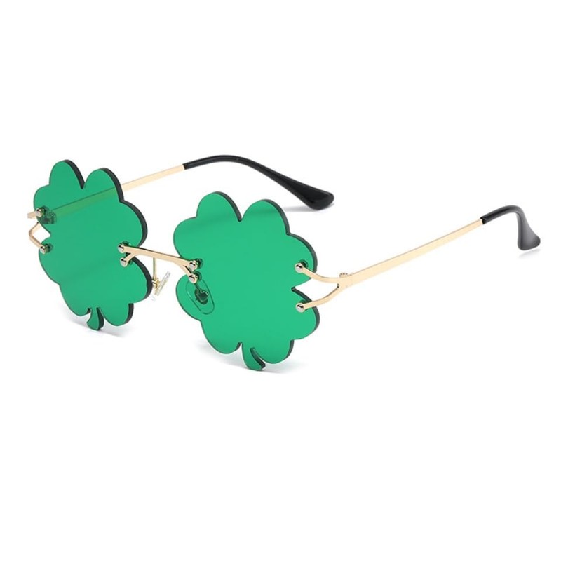 WDZAYXC Clover Glasses, Leaf Clover Metal Frame Glasses, Trendy Glasses