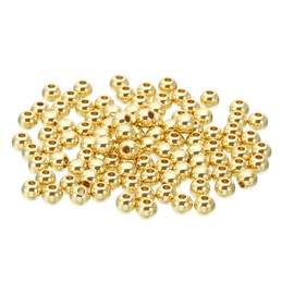PATIKIL 100pcs Brass Raw Balls 5mm OD 1.5mm Inner Diameter Craft Smooth Round Spacer Beads Perfect for Bracelet Necklace Jewelry Making Gold