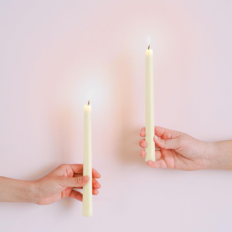 10 inch Natural White Beeswax Taper Candles Set of 6,