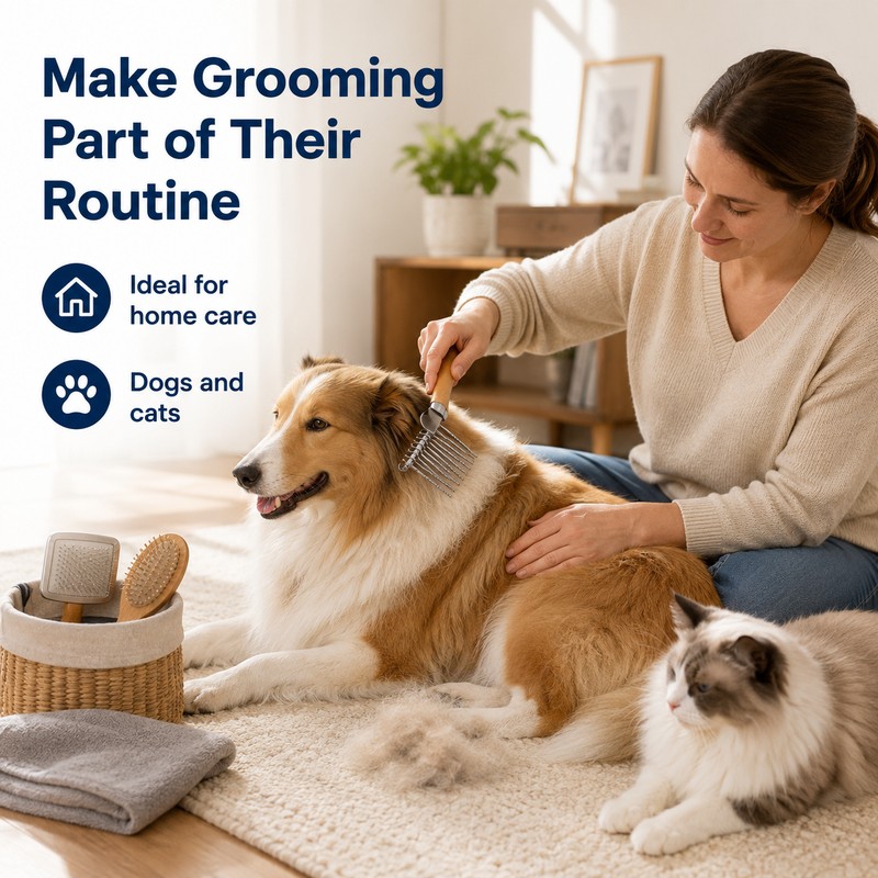 Undercoat Rake for Dogs and Cats - Stainless Steel Dematting
