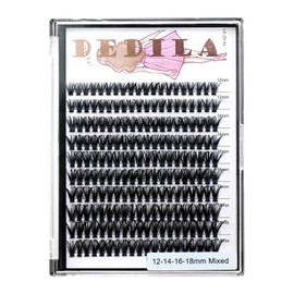 Dedila 8-22mm to Choose 20D/40D/60D/80D/100D Individual False Eyelashes Makeup Cluster Eyelashes Thickness 0.07mm D Curl Natural long Black Soft 3D Eye Lashes Extensions (40D-12-14-16-18MM Kit)