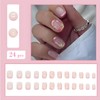 24 Pcs Pink Flower French Tip Press On Nails, Short