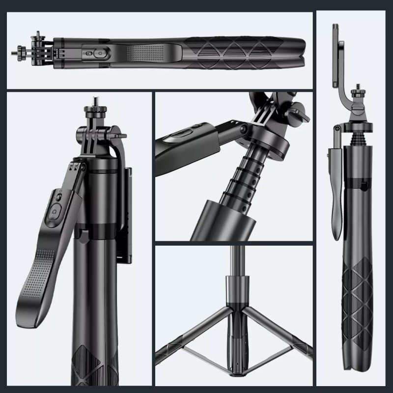 Axnen Selfie Stick Trípode Para Celular Control Remoto Luz 1.53m