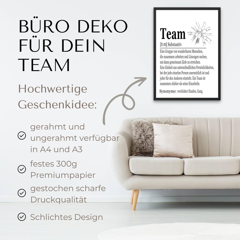 PURESIZE DIN A4 Desk Decoration or Wall Decoration with Team