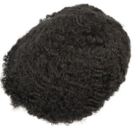 12MM Man Weave Hair Unit Black Men Afro Curly Toupee Full Poly Skin Pu Mens Toupee Human Hair System for Men Hair Piece