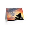 Wee Blue Coo Couple On Motorbike - Romantic Sunset Silhouette,