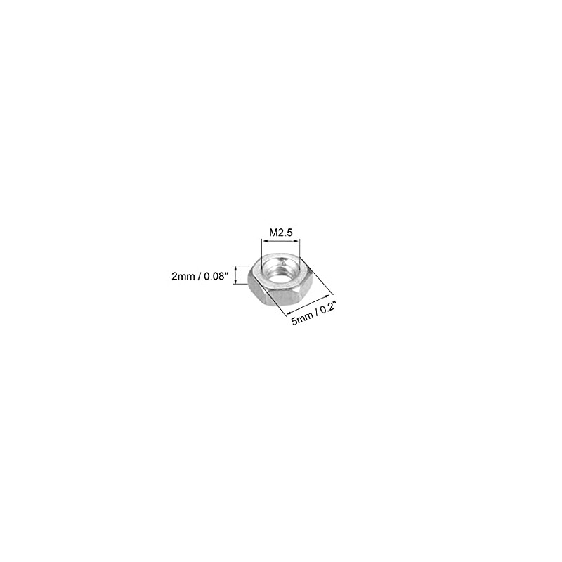 sourcing map Hexagon Nuts M2.5 x 0.45 mm with Metric