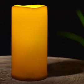 7LinRay 6" x 12" Extra Large Waterproof Outdoor Flameless Candle with Auto 6 Hour Timer, Battery Operated LED Pillar Candle for Lantern, Front Porch, Ivory Plastic, Long Last for 6 Month