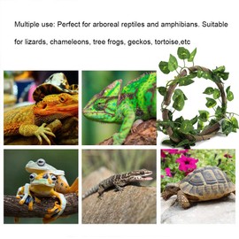 Cikonielf Reptile Vines 3.28 ft Reptile Flexible Trellis Jungle Terrarium Rattan Amphibio Habitat Decor with Suction Cups and Leaf for Climbing