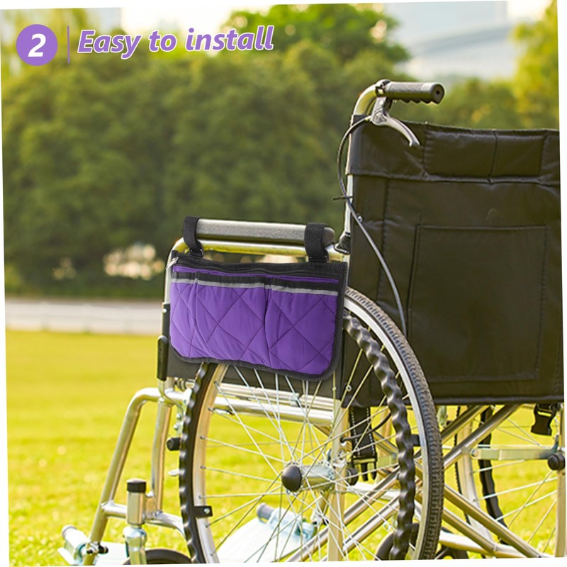 TOVINANNA Wheelchair Armrest Bag Stroller Caddy Multi-functional Side Organizer Soft
