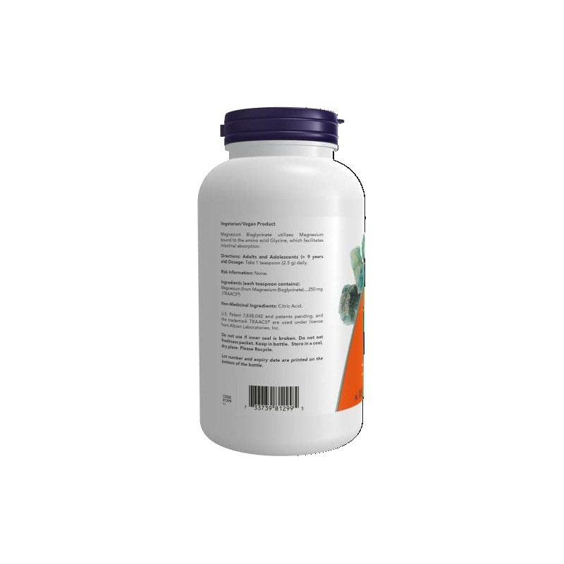 NOW Polvo de bisglicinato de magnesio, 227 g