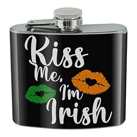 St. Patrick's Day Kiss Me I'm Irish Stainless Steel 5oz Hip Drink Kidney Flask