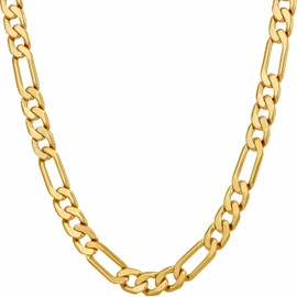 LIFETIME JEWELRY Flat Figaro Chain Necklaces for Men & Women 24k Real Gold Plated (4mm, 5.5mm & 7mm) (24 inches, 5.5mm)