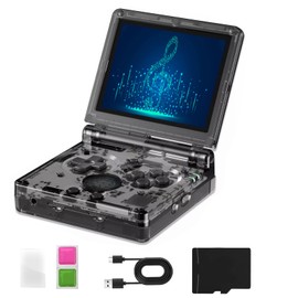 RG35XXSP FILP Retro Game Console,3.5 Inch IPS Screen 640x480,Built-in 64GB+128GB TF Card,with 3300mAh Battery Linux System Classic Game Console,Support HD and TV Output Casual Game Console(Black)