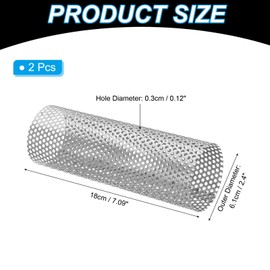 PATIKIL 2.4 Inch Stove Pipe Spark Arrestor Screen, 2Pcs 304 Stainless Steel Filter Chimney Flue 0.12 Inch Hole for Camping Tent Stove Accessories Vent Exhaust, 7.09 Inch Length