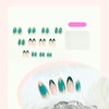 Almond Press on Nails Medium Length Fake Nails Cyan Color
