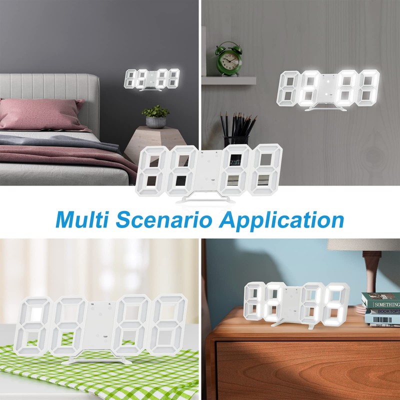 DSLIHA 3D Digital Alarm Clock for Bedrooms, LED Desk USB