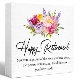 Happy Retirement Gifts for Women Men,May You be Proud of the Work You Have Done Wooden Block Sign Desk Decor, Funny Retirement Gift for Coworkers Friends