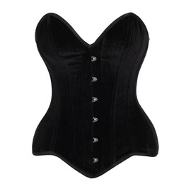 Top Drawer Black Velvet Steel Boned Overbust Corset (Small)