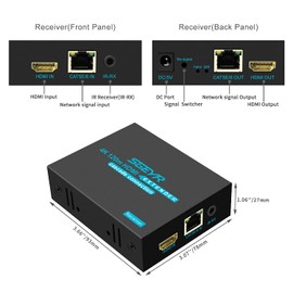 SGEYR HDMI 1.4 Extender 120M/394FT Over Single Cat5/5e/6/7 HDMI Repeater 4K HDMI Transmitter und Receiver Support 4K@30Hz 1080p 3D HDMI1.4 HDCP1.4