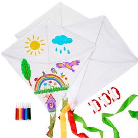 THE TWIDDLERS Flight Kite (65 cm) to Design Yourself with 8 Felt Tip Pens & Lines - Outdoor Game, Dragon Craft Set for Children, Boys & Girls (6)