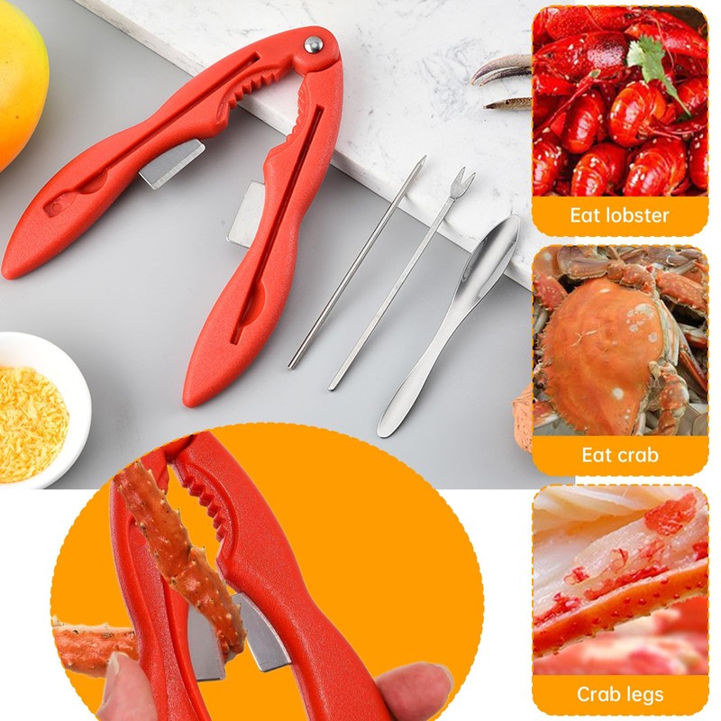 Seafood Cracker and Tool Set - Includes Multi-Purpose Crab Tool,