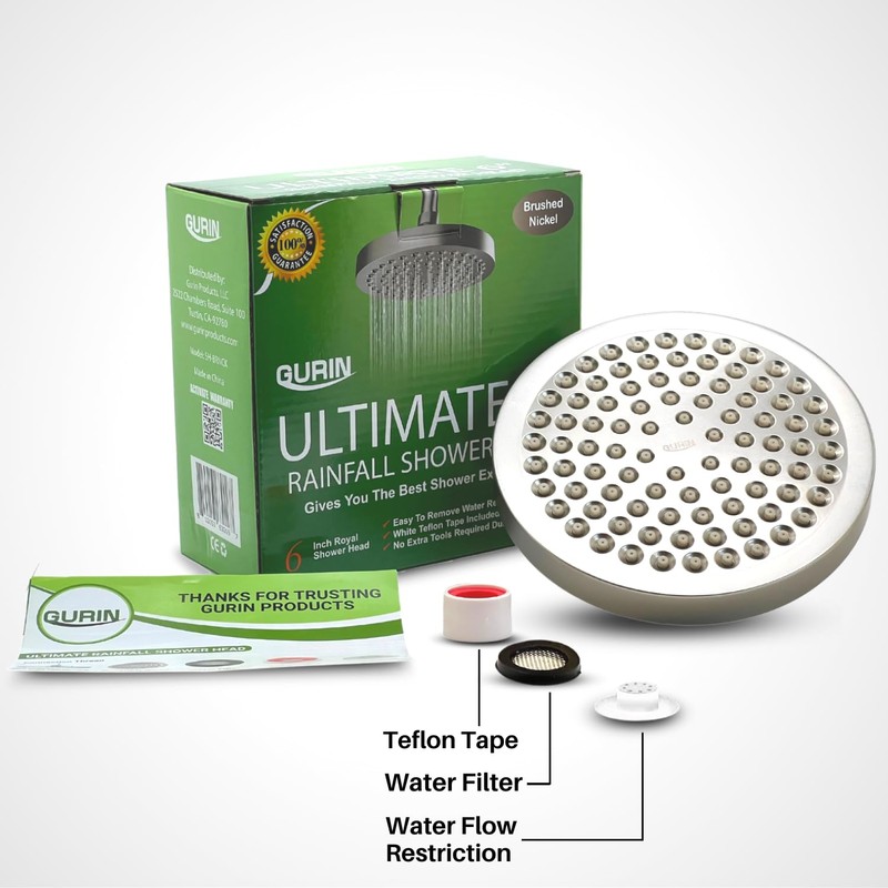 GURIN Shower Head High Pressure Rain, Luxury Bathroom Showerhead with
