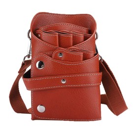 Scissors Pouch Salon Barber Hair Scissors Holster, PU Leather Hair Stylist Shear Hairdressing Tool Case Bag Holder Pouch with Waist Shoulder Belt(Brown)