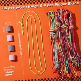 HNYYZL Yoyo String,30 Professional Polyester yo yo strings replacement,10 color Rainbow Color,yoyo strings for responsive or unresponsive and 4 pcs finger brace