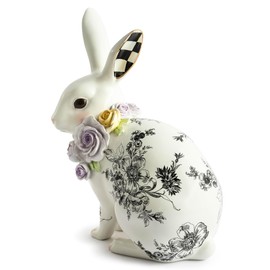 MACKENZIE-CHILDS Butterfly Toile Bunny Figurine, Resin Rabbit Statue for Spring, Tall