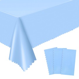 NatNarr 3 Pack Plastic Light Blue Tablecloth, 54 X 108Inch Disposable Baby Blue Tablecoth for Rectangle Table Waterproof Light Blue Table Cover for Wedding Birthday Baby Shower Decor