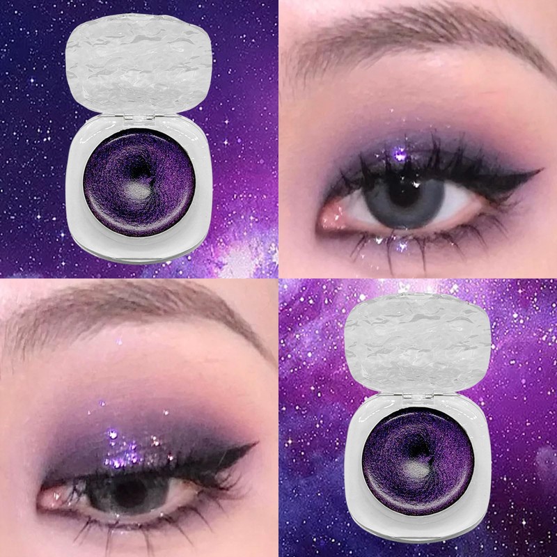 Glitter Eyeshadow Purple Shimmer Black Cream Eye Shadow, Soft Smooth