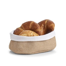 Zeller 25632 Storage Basket Jute Cotton Approx. 22 x 15 x 10 cm Bread Basket Bread Bag Decorative Basket