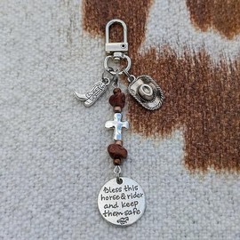 2 PCS Horse Bridle - Saddle and Bridle Charm Clip, Horse Saddle Strings Keychain with Clip, Riding Hanging Ornament (2PCS-B,One Size)