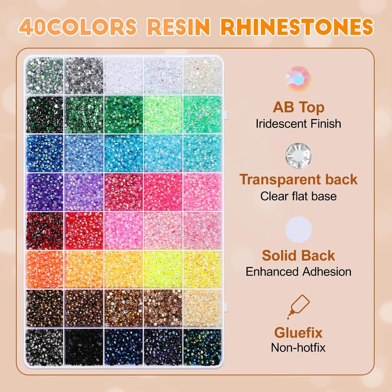 32000Pcs Bedazzler Kit with Rhinestones, Bedazzling Kit 40 Colors 3mm