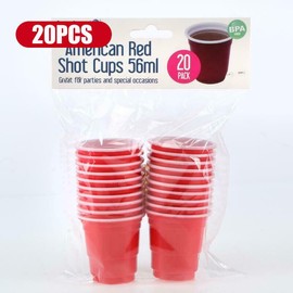 TooToo 20/100Pcs Red American Plastic Shot Cups College Glasses Mini Shooter Small 56ml (20Pcs)