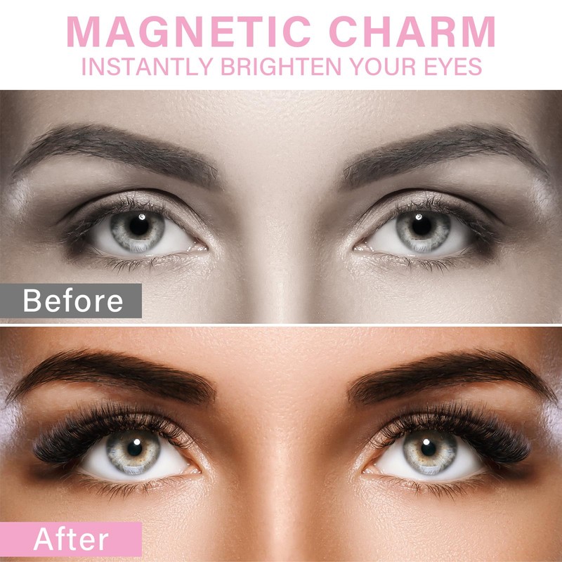 Magnetic Eyelashes, Natural & 3D Look, Reusable False Lashes Kit