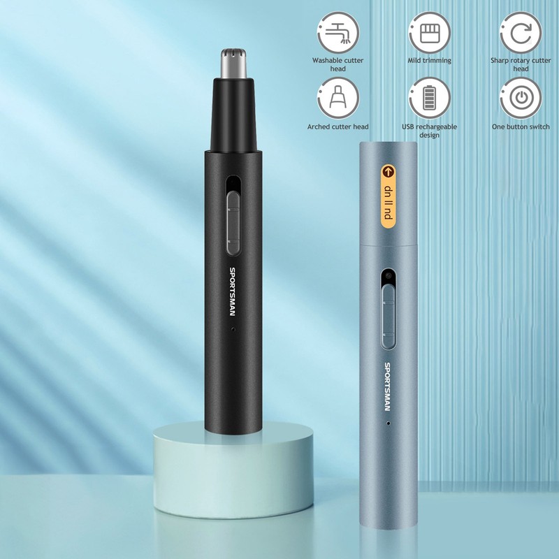 Electric Nose Hair Trimmer Aluminum Tube Body Arched Cutter Head