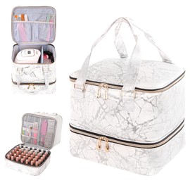 KGMCARE Organizador de esmalte de uñas de doble capa y almacenamiento, Blanco