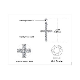 JewelryPalace 0.7ct Cubic Zirconia Cross Pendant Necklace 925 Sterling Silver 18 Inches