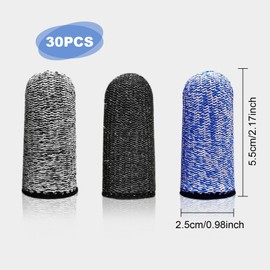 TSHAOUN 30 Pcs Finger Cots, Reusable Finger Protectors Anti Cutting Finger Cover Finger Sleeve, Thumb Protector Cut Resistant Protection for Kitchen,Garden, Work, Sculpture (Black,Blue,Grey)