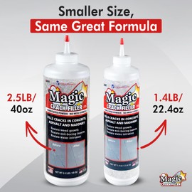 Gray 1.4 LB Magic Crack Filler Bottle - Easy, No-Mess Crack Repair for Concrete, Masonry & Asphalt - Durable & Weather-Resistant