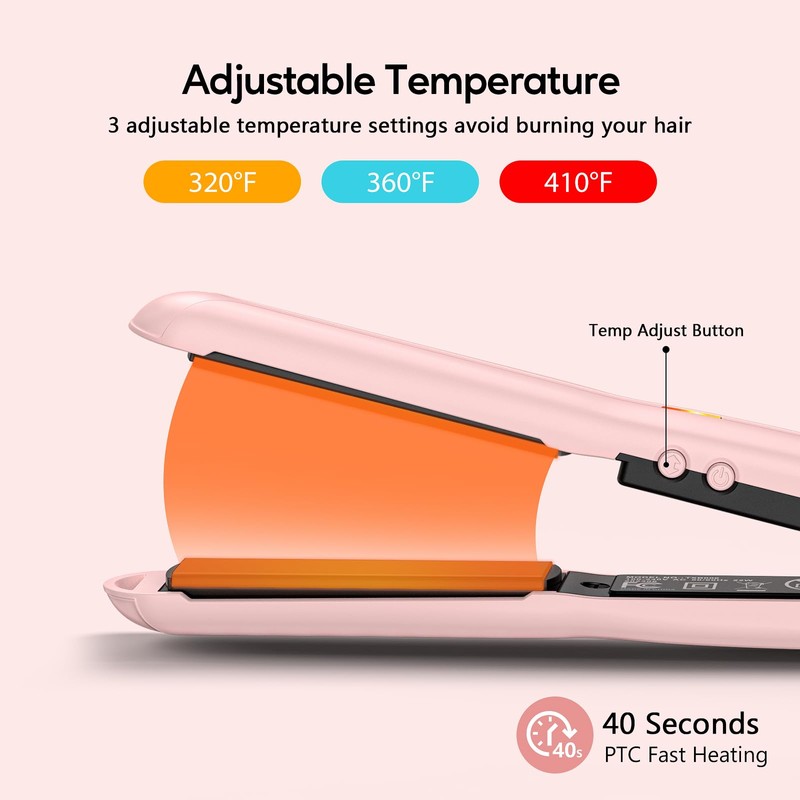 Terviiix Mini Flat Iron Hair Straightener, Adjustable Temperature, Travel-Size, 1/2"
