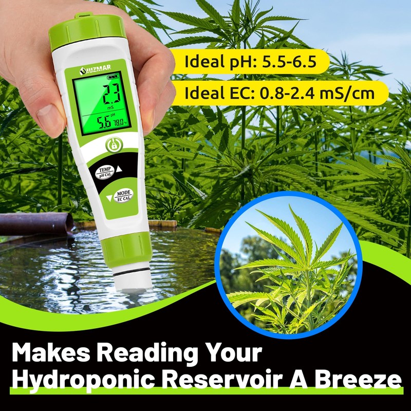 UIUZAMR pH Meter for Hydroponics PPM EC Meter for Water
