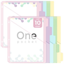 SKYDUE Binder Dividers with Tabs and Pockets – 2 Sets of 10-Pack for 3-Ring Binders, Writable Tabs, Durable & Tear-Resistant, Pink