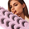 JIMIRE False Eyelashes with Clear Band 3D Fluffy Lashes Natural