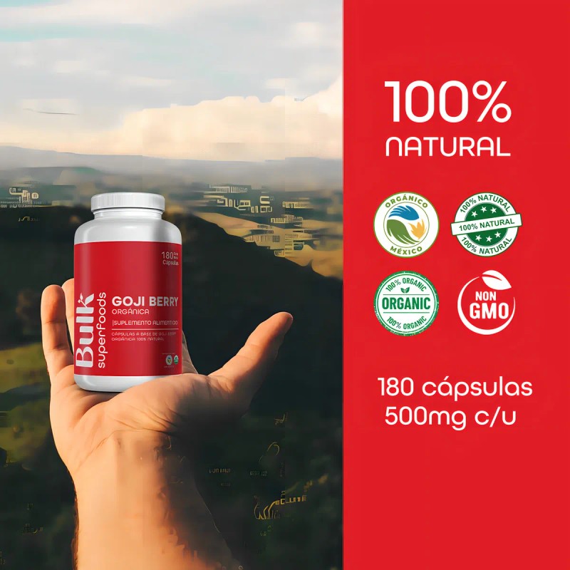 Suplemento Goji Berry Orgnica 180 Cpsulas De 500 Mg 100