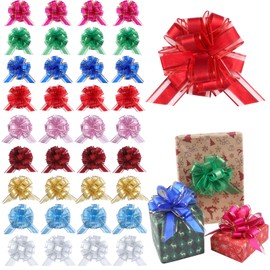 36 Pieces Black Pull Bow Wrapping Pull Bow Ribbon Pull Bows for Wedding Baskets,6 Inches Diameter Gift Bows, Large Bows for Presents. (Mixed Color)