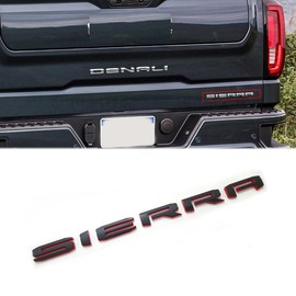 1pc 2019-2025 Small Tailgate Sierra Emblem Rear Liftgate Letter Nameplate Badge 3D Compatible with Sierra 1500 2500HD 3500HD At4 23400374 (Gloss Redline)