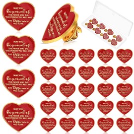 Jadive 30 Sets Employee Appreciation Gifts Lapel Pin Bulk Employee Recognition Star Lapel Pin with Bags Thank You Gift for Coworkers Volunteer Teacher Nurse Staff(Red and Gold,Heart)